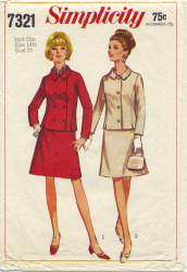 7321 '67 COLLAR 1-2 BRSTD SUIT JACKET,A-SKIRT PATTERN 22 1/2 43''